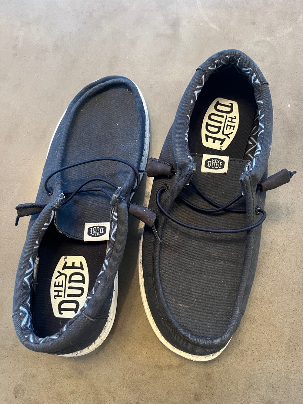 Hey Dude Men's Slip-On Loafers — Black with White Sole